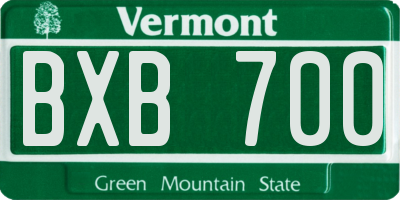 VT license plate BXB700