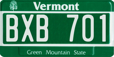 VT license plate BXB701