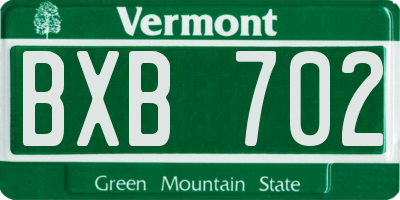 VT license plate BXB702