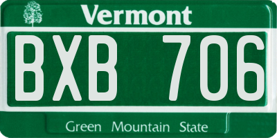 VT license plate BXB706