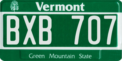VT license plate BXB707