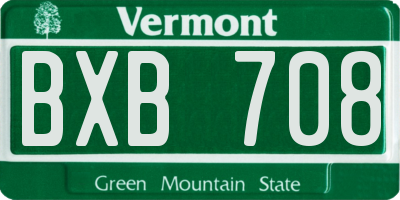 VT license plate BXB708