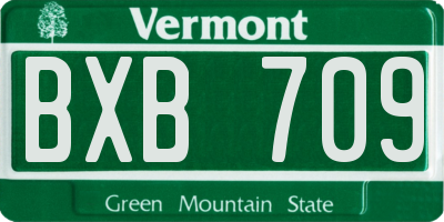 VT license plate BXB709