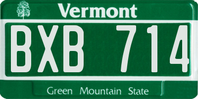 VT license plate BXB714
