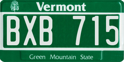 VT license plate BXB715