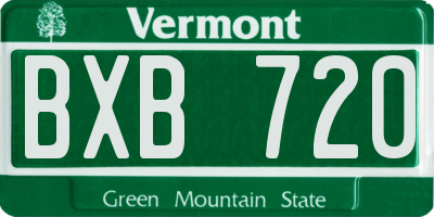 VT license plate BXB720