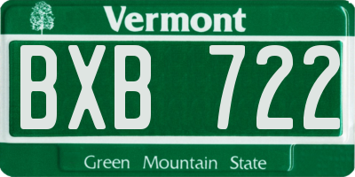 VT license plate BXB722