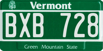 VT license plate BXB728