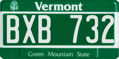 VT license plate BXB732