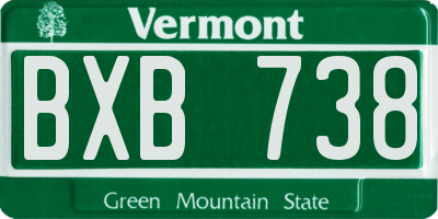 VT license plate BXB738