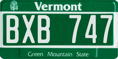 VT license plate BXB747