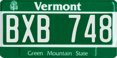 VT license plate BXB748