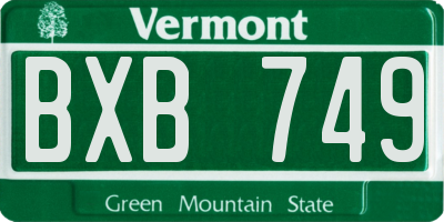 VT license plate BXB749