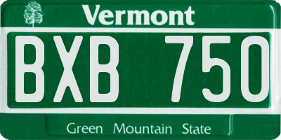 VT license plate BXB750
