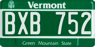VT license plate BXB752