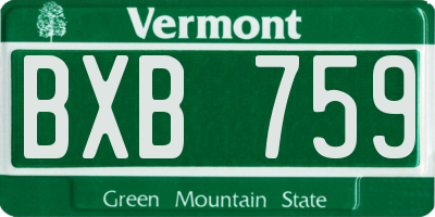 VT license plate BXB759