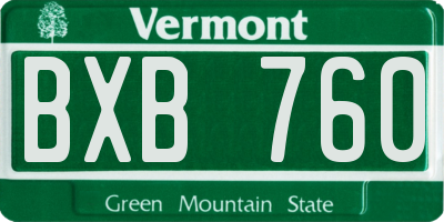 VT license plate BXB760