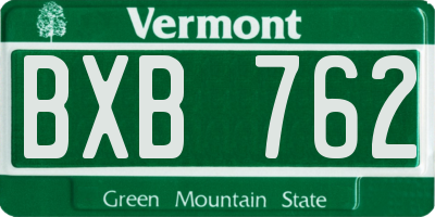 VT license plate BXB762