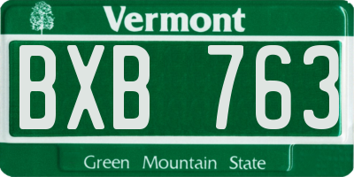 VT license plate BXB763