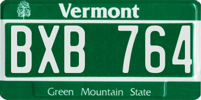 VT license plate BXB764