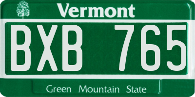 VT license plate BXB765