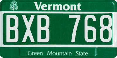 VT license plate BXB768