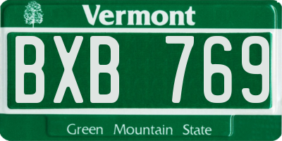 VT license plate BXB769