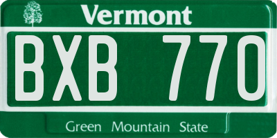 VT license plate BXB770