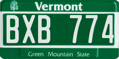 VT license plate BXB774