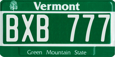 VT license plate BXB777