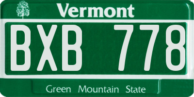 VT license plate BXB778