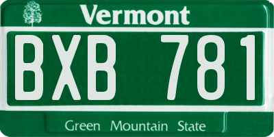 VT license plate BXB781