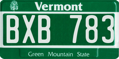 VT license plate BXB783