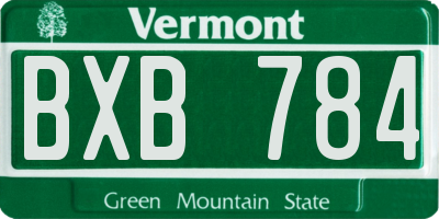 VT license plate BXB784