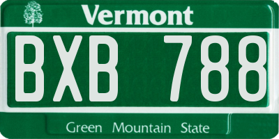 VT license plate BXB788