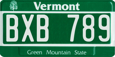 VT license plate BXB789