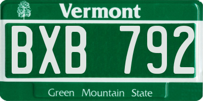 VT license plate BXB792
