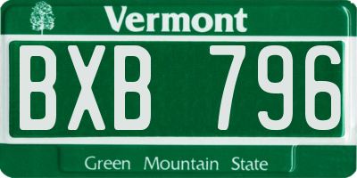 VT license plate BXB796