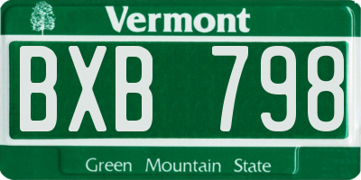 VT license plate BXB798