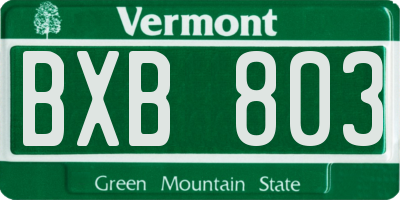 VT license plate BXB803