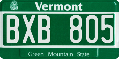 VT license plate BXB805