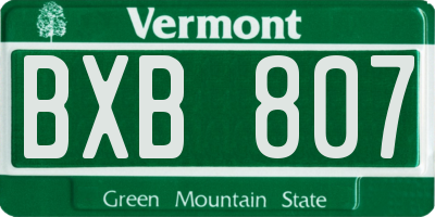 VT license plate BXB807