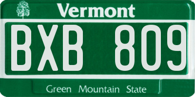 VT license plate BXB809