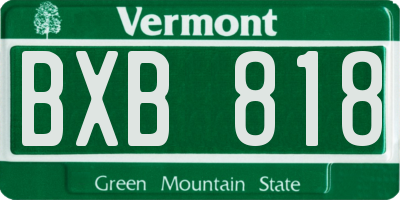VT license plate BXB818