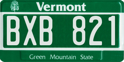 VT license plate BXB821