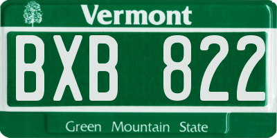 VT license plate BXB822