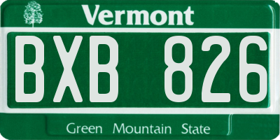 VT license plate BXB826
