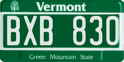VT license plate BXB830