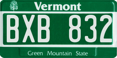 VT license plate BXB832