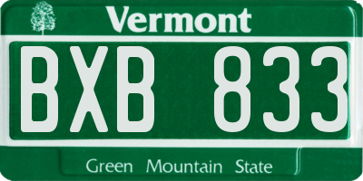 VT license plate BXB833